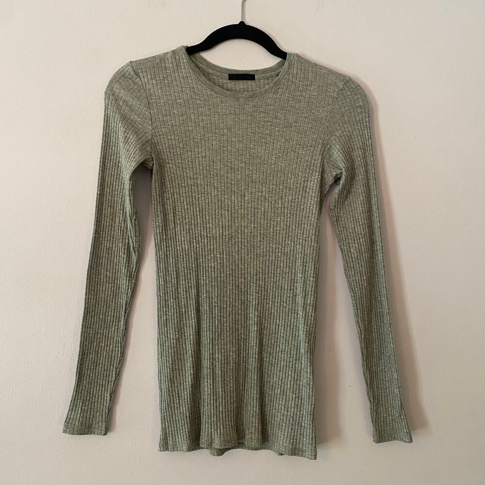 ATM Gray Ribbed Long Sleeve Shirt Minimalist Loungewear Basic Normcore Small